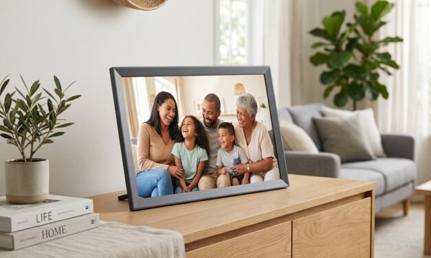 Digital fotoramme på 15 tommer – stor skærm til familiens billeder