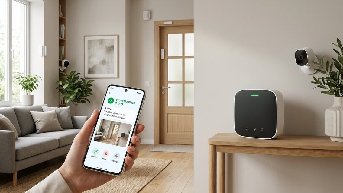 Smart alarmsystem til hjemmet – sensorer, kameraer og styring